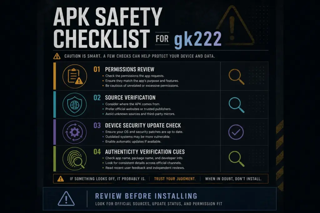 GK222 app APK source verification checklist