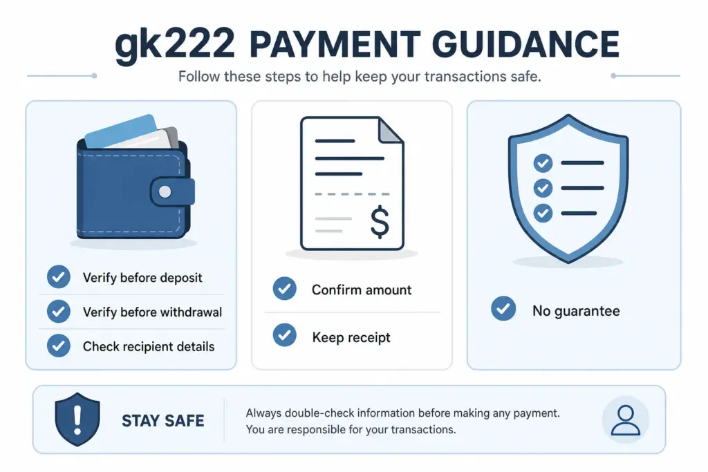 GK222 payment Bangladesh transaction checklist